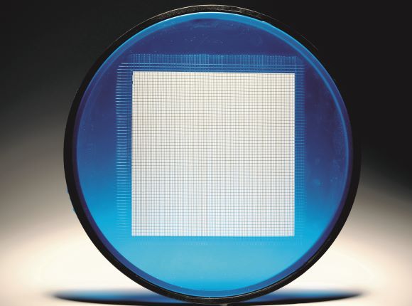 Aluminum oxide wafer (0.8 x 0.3 x 0.25mm) on blue tape, wafer sawn